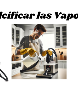 hombre descalcificando vaporeta con un producto quimico